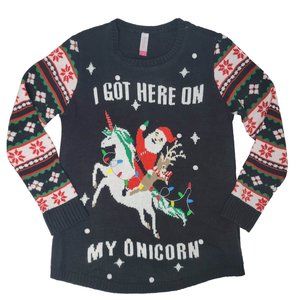 nobo ugly Christmas sweater Santa clause and unicorn size XXL